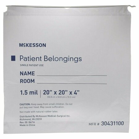 MCKESSON Patient Belongings Bag, Clear, 25PK 30431100